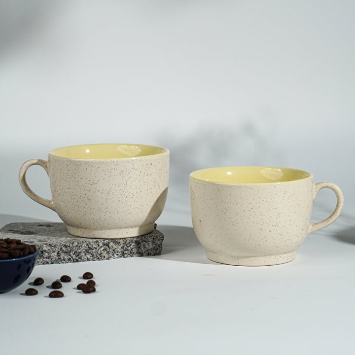 Cappuccino Cup in Yellow Ceramic with White Exterior - The Golden Theory