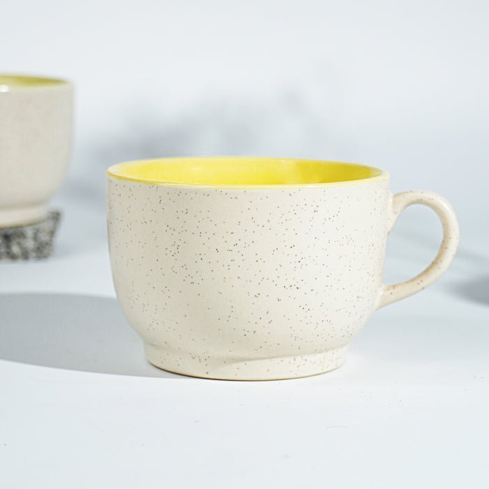 Cappuccino Cup in Yellow Ceramic with White Exterior - The Golden Theory Main image