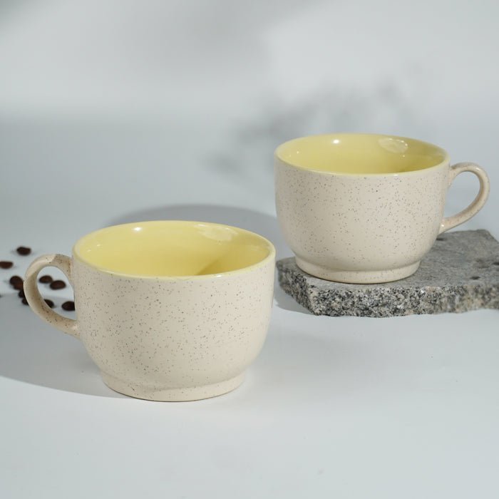Cappuccino Cup in Yellow Ceramic with White Exterior - The Golden Theory