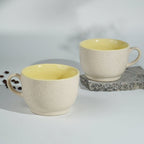 Cappuccino Cup in Yellow Ceramic with White Exterior - The Golden Theory