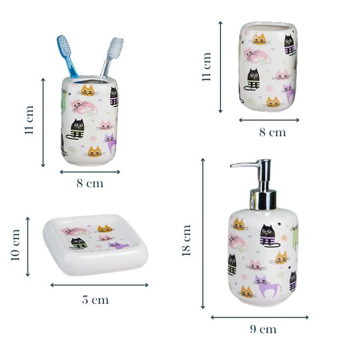 Cat Bathroom Set Kids Themed Bath Accessories - The Golden Theory