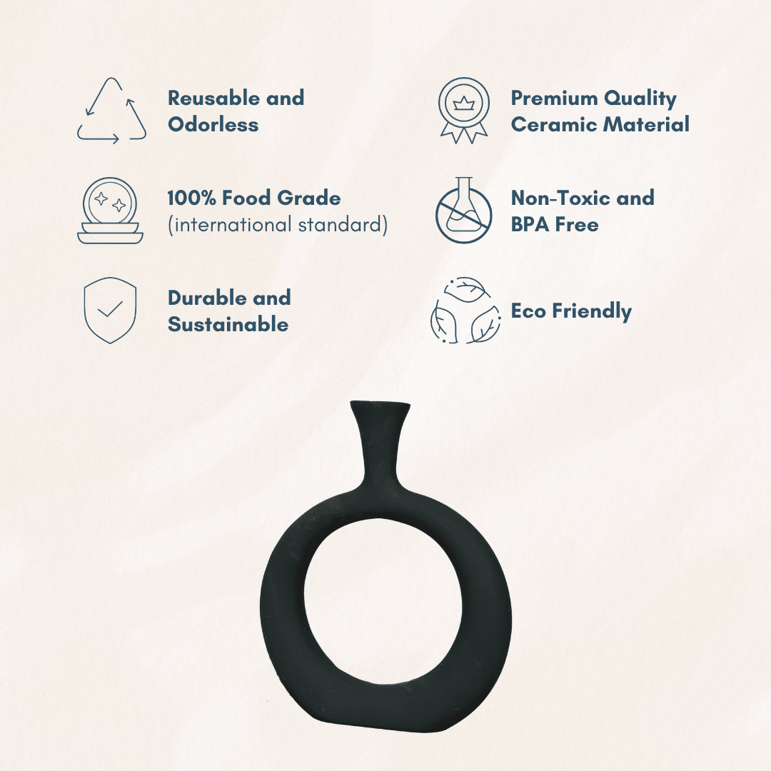 Ceramic Circle Vase in Black - The Golden Theory