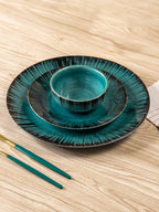 Ceramic Dinner Set with Black Tree Motif - Set of 18 - The Golden Theory
