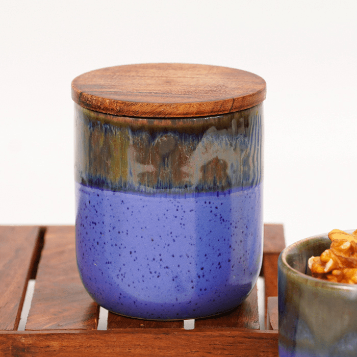 Ceramic Jars with Wooden Lids | Set of 2 - The Golden Theory