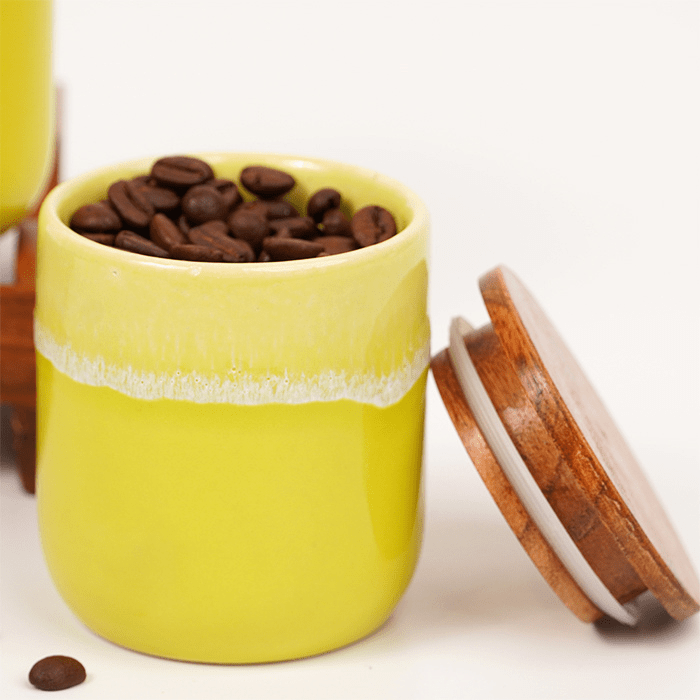 Ceramic Jars with Wooden Lids | Set of 2 - The Golden Theory