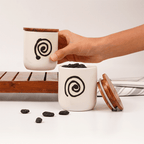 Ceramic Jars with Wooden Lids | Set of 2 - The Golden Theory