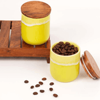 Ceramic Jars with Wooden Lids | Set of 2 - The Golden Theory