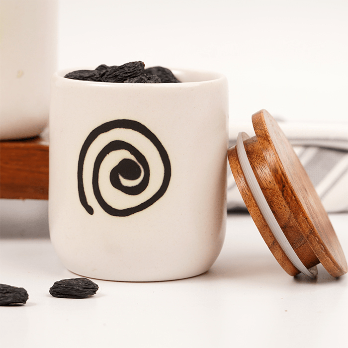Ceramic Jars with Wooden Lids | Set of 2 - The Golden Theory