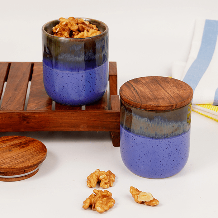 Ceramic Jars with Wooden Lids | Set of 2 Secondary image