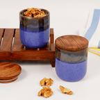 Ceramic Jars with Wooden Lids | Set of 2 - The Golden Theory