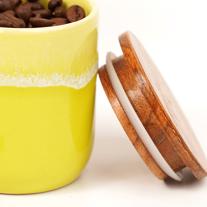 Ceramic Jars with Wooden Lids | Set of 2 - The Golden Theory