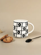 Ceramic Mug with Black Floral Design - The Golden Theory