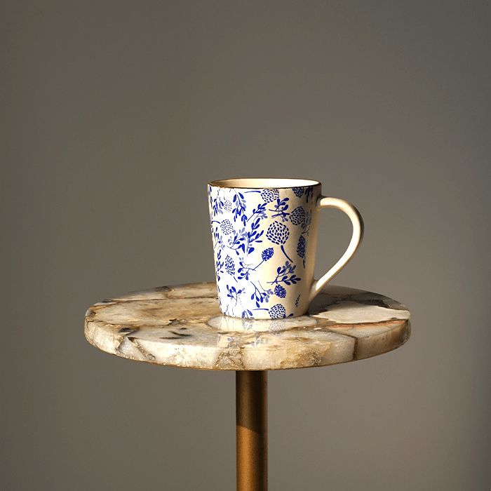 Ceramic Mug with Blue Floral Print - The Golden Theory