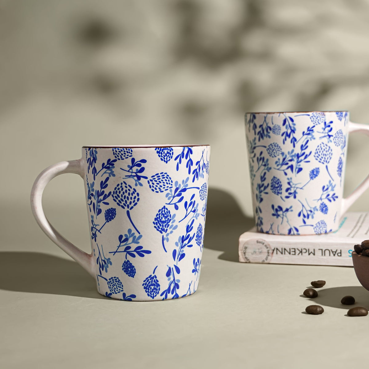Ceramic Mug with Blue Floral Print - The Golden Theory