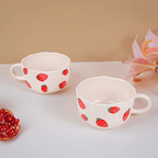 Ceramic Mugs with Hand-Painted Strawberry Design - The Golden Theory