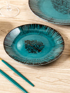 Ceramic Quarter Plate with Black Tree Motif - The Golden Theory