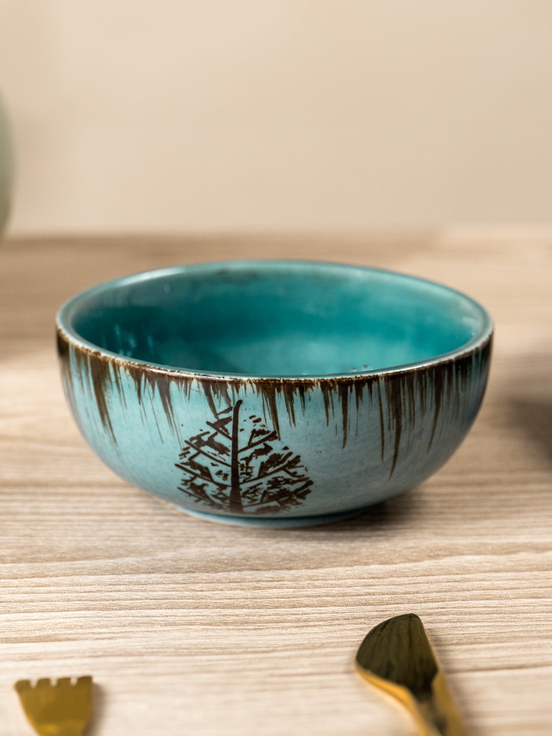 Ceramic Small Bowl with Black Tree Motif - The Golden Theory