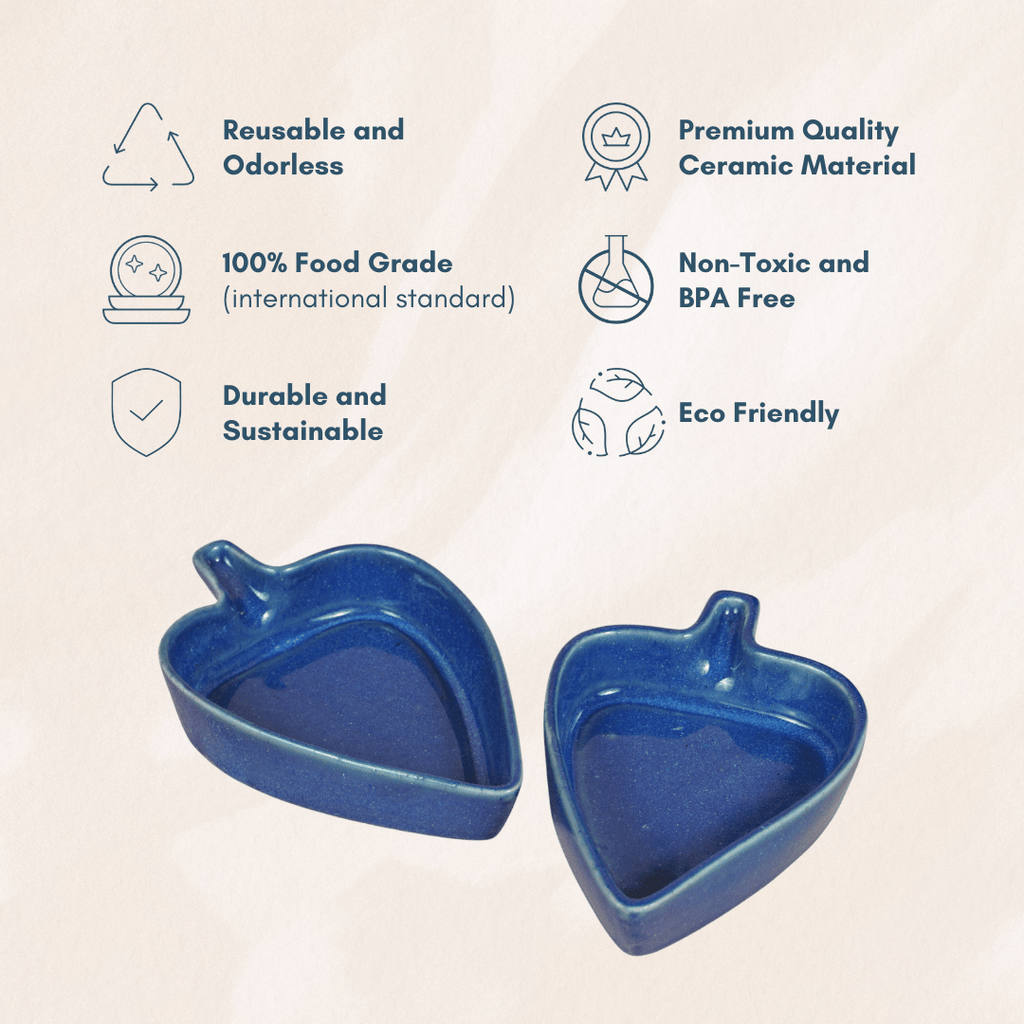 Ceramic Snack Dish in Glossy Blue Finish | Set of 2 - The Golden Theory