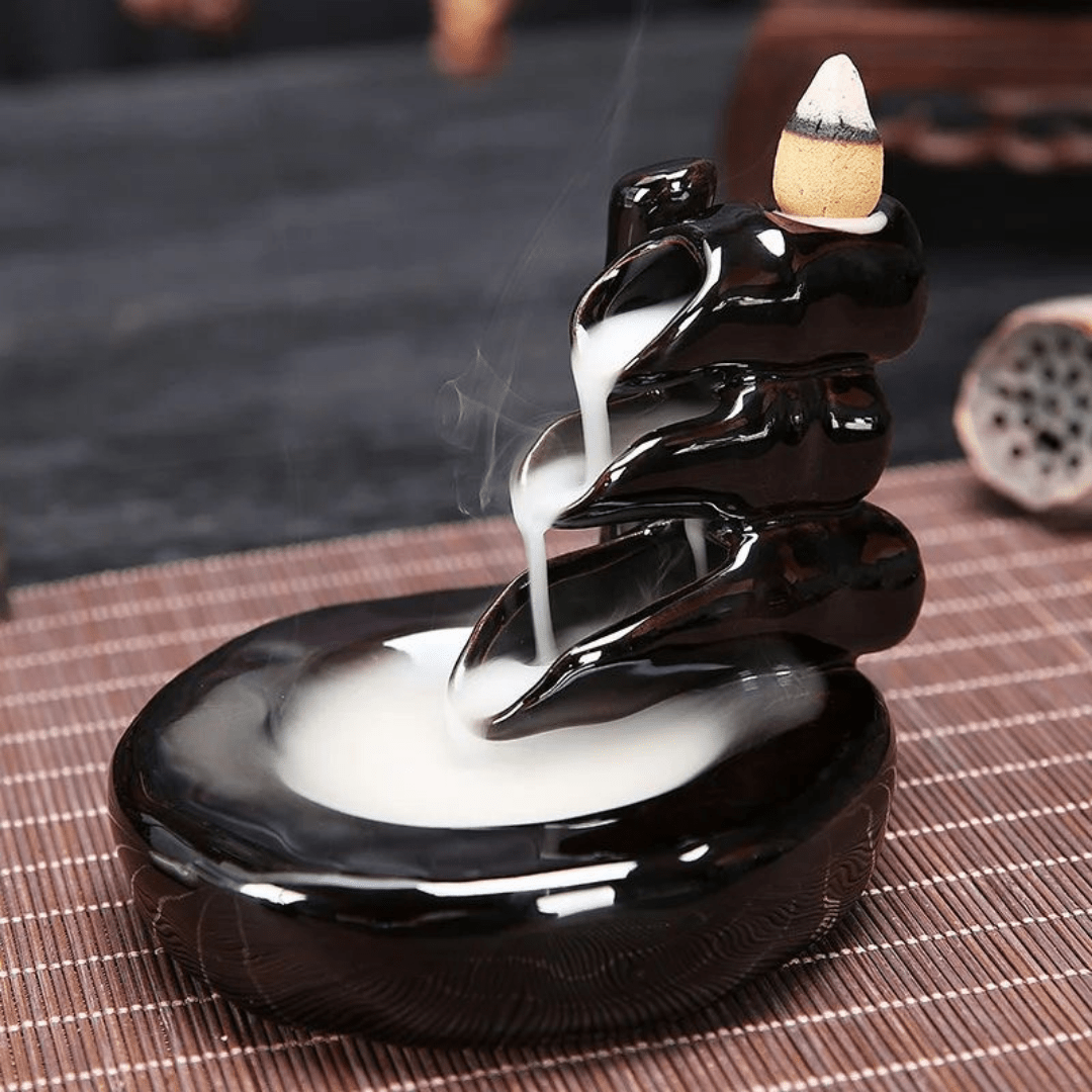 Ceramic Waterfall Smoke Backflow Cone Incense Holder - The Golden Theory