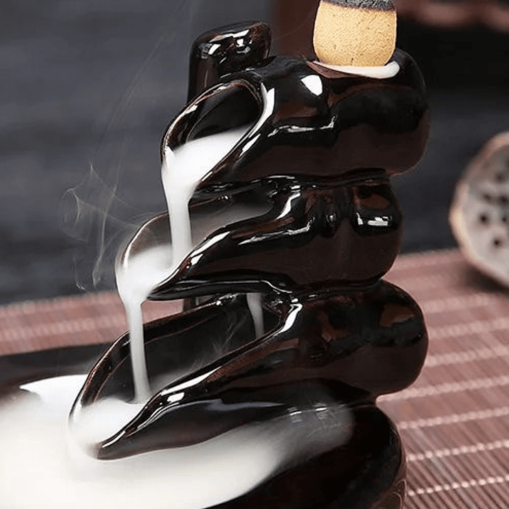 Ceramic Waterfall Smoke Backflow Cone Incense Holder - The Golden Theory