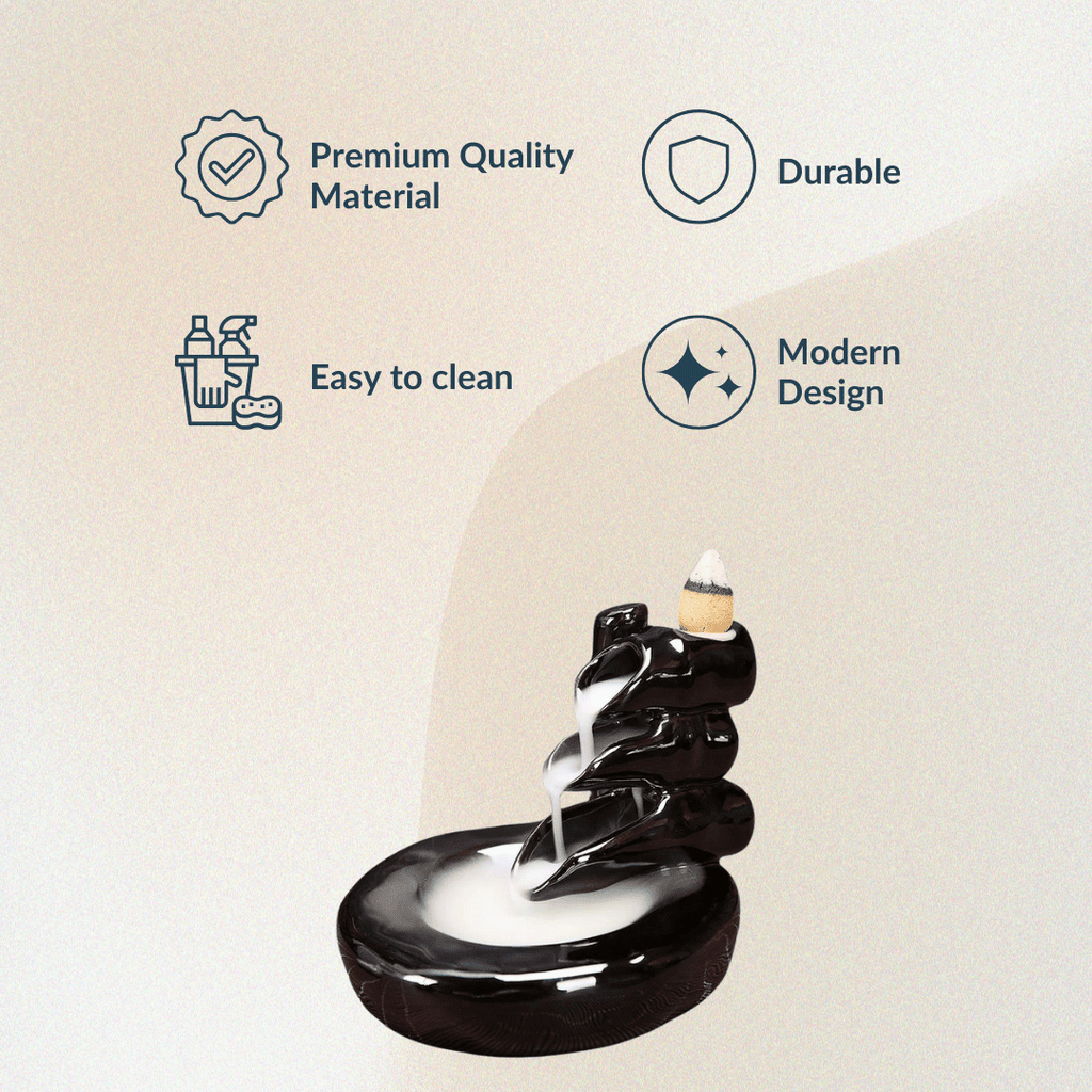 Ceramic Waterfall Smoke Backflow Cone Incense Holder - The Golden Theory