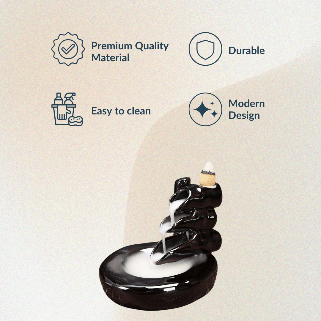 Ceramic Waterfall Smoke Backflow Cone Incense Holder - The Golden Theory