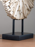 Champagne Gold Sunburst Disc Sculpture Set on Stand - The Golden Theory