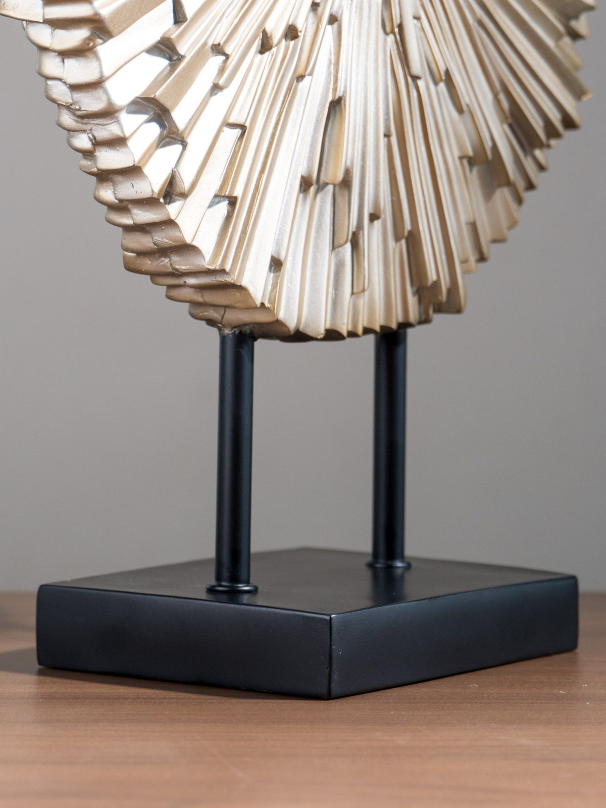 Champagne Gold Sunburst Disc Sculpture Set on Stand - The Golden Theory