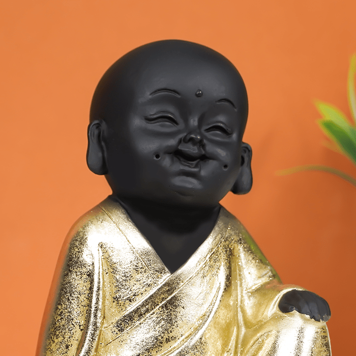 Charming Black and Gold Laughing Buddha - The Golden Theory