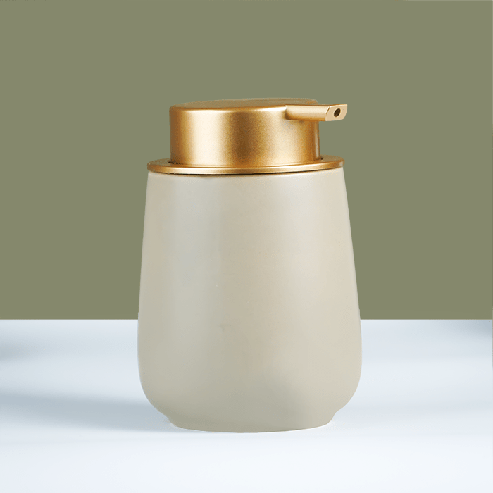 Chic Beige Soap Dispenser with Gold Pump - The Golden Theory