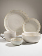 Classic Ivory Ceramic Dinner Set of 26 with Soup Bowls - The Golden Theory