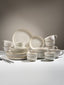 Classic Ivory Ceramic Dinner Set of 26 with Soup Bowls - The Golden Theory
