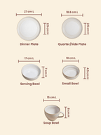 Classic Ivory Ceramic Dinner Set of 26 with Soup Bowls - The Golden Theory
