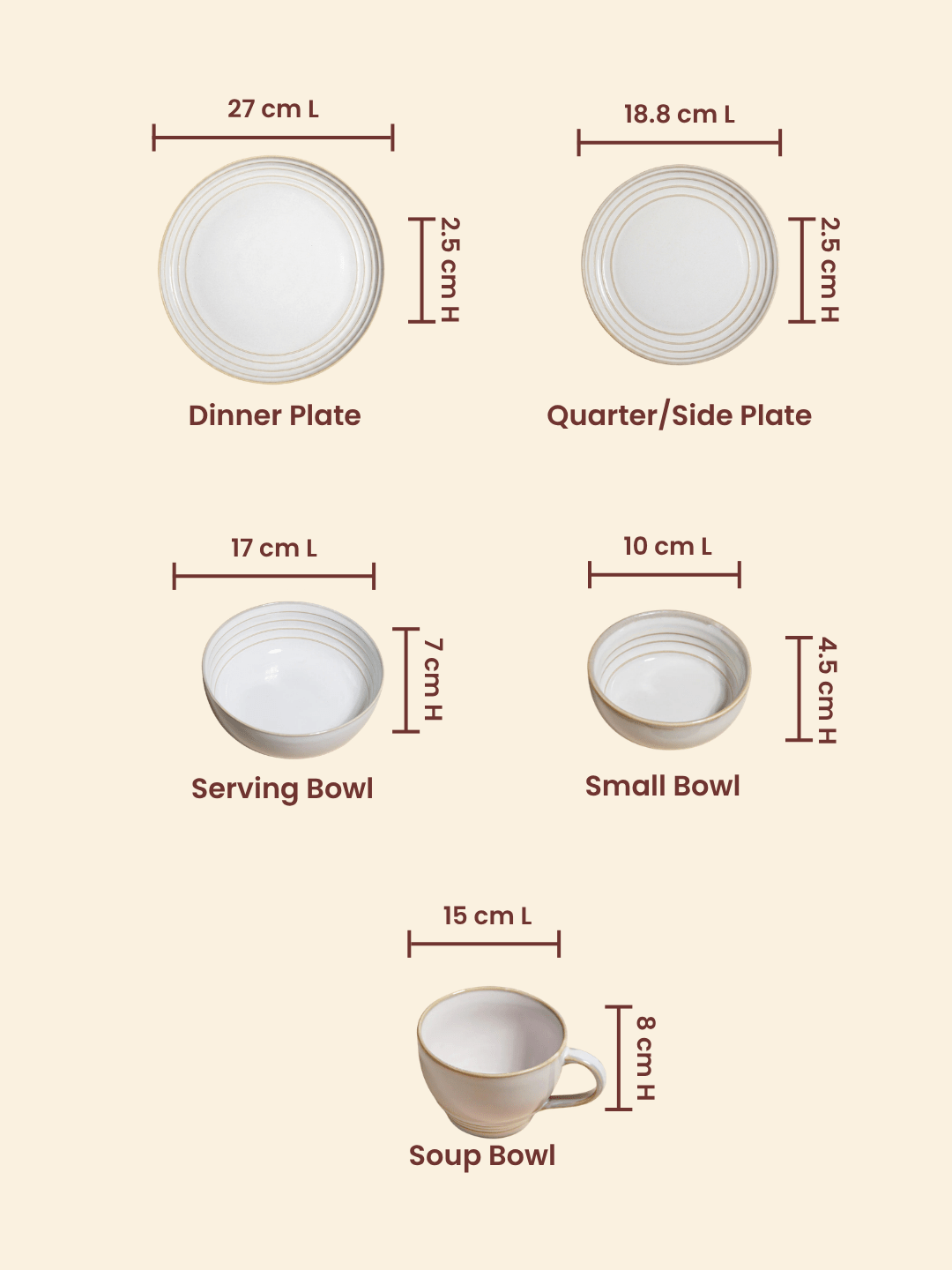 Classic Ivory Ceramic Dinner Set of 26 with Soup Bowls - The Golden Theory
