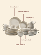 Classic Ivory Ceramic Dinner Set of 26 with Soup Bowls - The Golden Theory