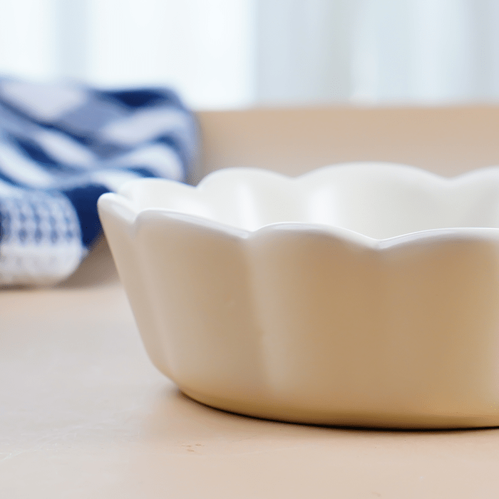 Classic White Ceramic Bowl with Scalloped Edges - Small - The Golden Theory