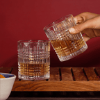 Clear Grid Pattern Design Whiskey Glasses - Set of 6 - The Golden Theory
