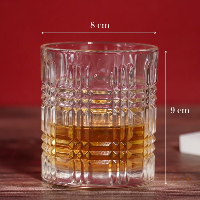 Clear Grid Pattern Design Whiskey Glasses - Set of 6 - The Golden Theory
