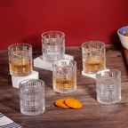 Clear Grid Pattern Design Whiskey Glasses - Set of 6 - The Golden Theory