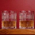 Clear Grid Pattern Design Whiskey Glasses - Set of 6 - The Golden Theory