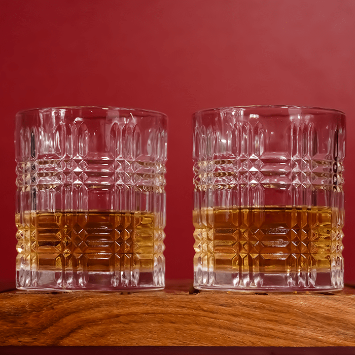 Clear Grid Pattern Design Whiskey Glasses - Set of 6 - The Golden Theory