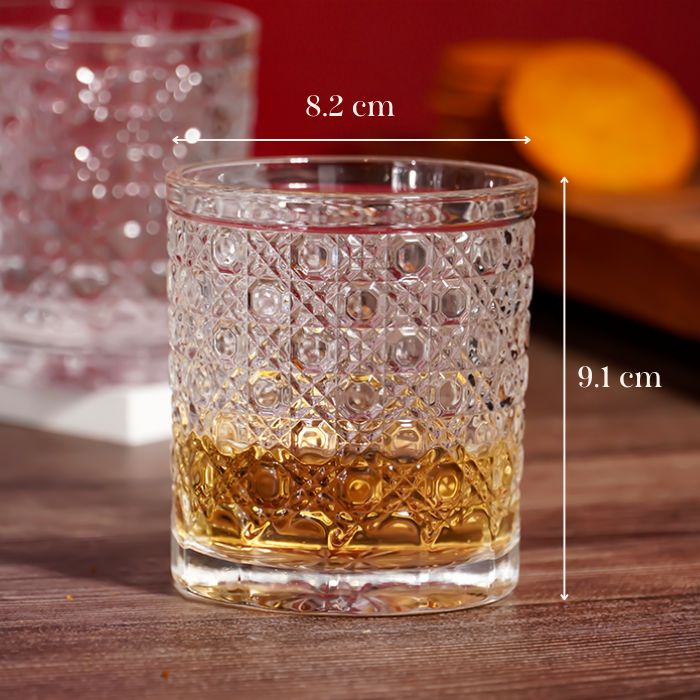 Clear Modern Geometric Pattern Whiskey Glasses - Set of 6 - The Golden Theory