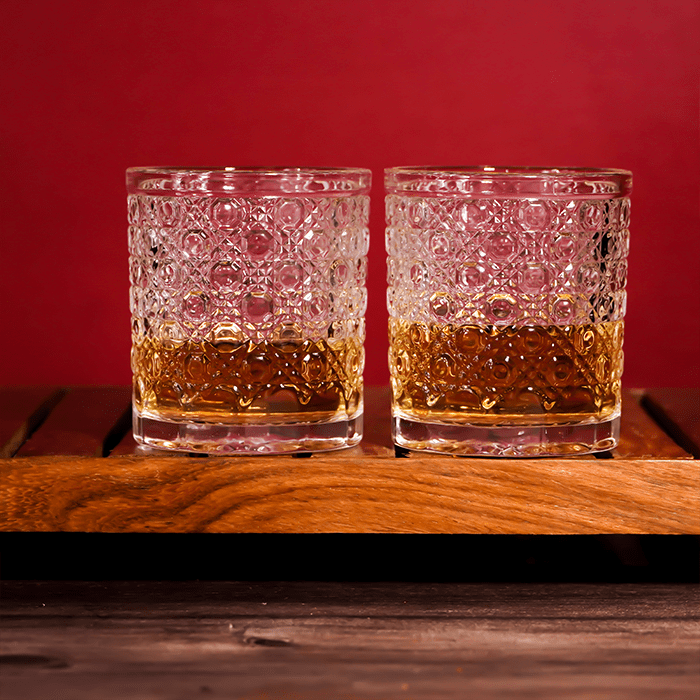 Clear Modern Geometric Pattern Whiskey Glasses - Set of 6 - The Golden Theory