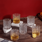 Clear Modern Geometric Pattern Whiskey Glasses - Set of 6 - The Golden Theory