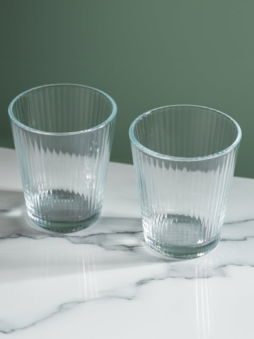 Clear Ribbed Glasses with Classic Textured Design | Set of 6 - The Golden Theory