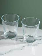 Clear Ribbed Glasses with Classic Textured Design | Set of 6 - The Golden Theory