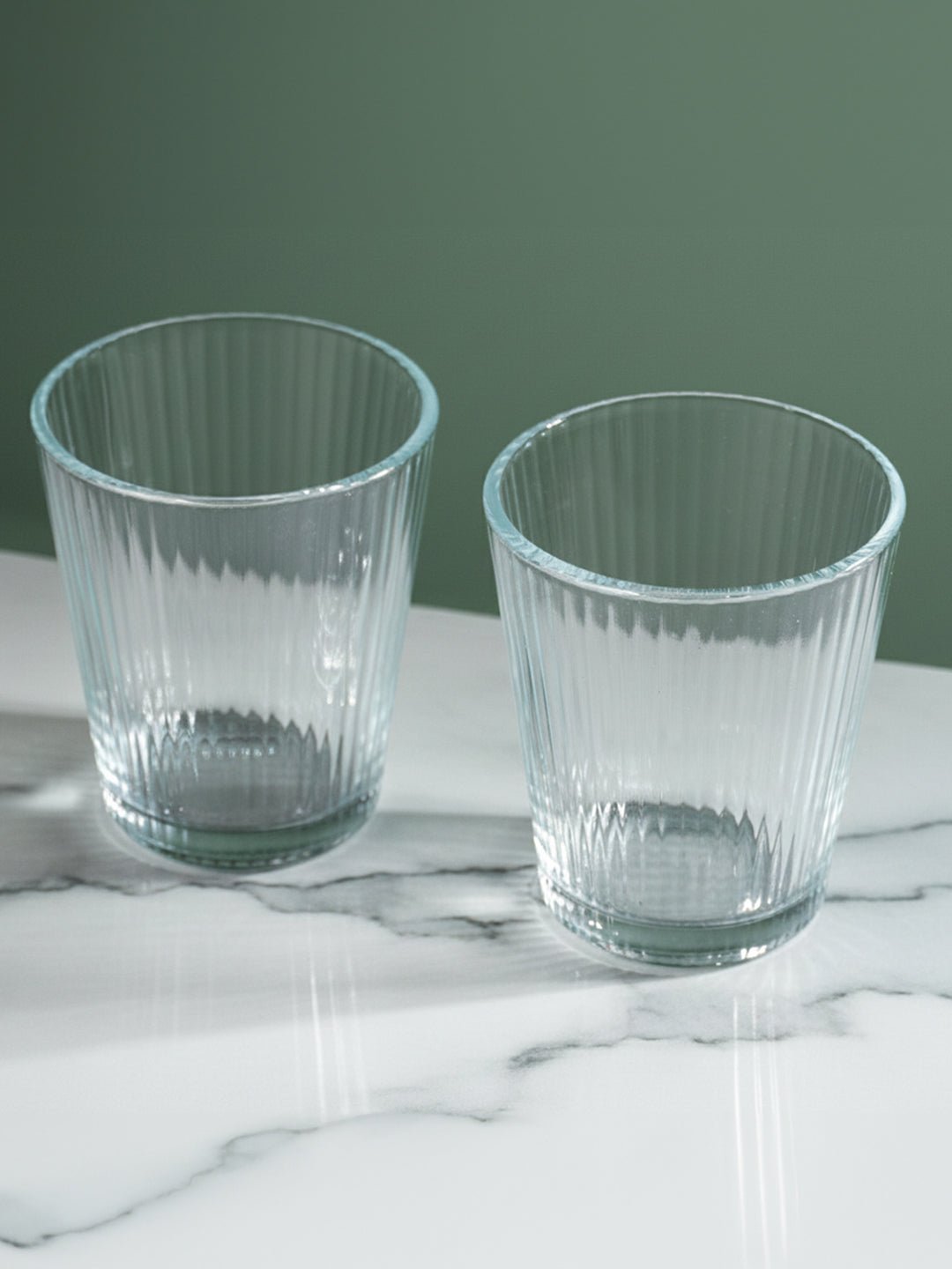 Clear Ribbed Glasses with Classic Textured Design | Set of 6 - The Golden Theory