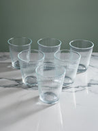 Clear Ribbed Glasses with Classic Textured Design | Set of 6 - The Golden Theory