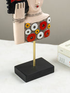 Colorful Abstract Face Sculpture with Red Bird - The Golden Theory