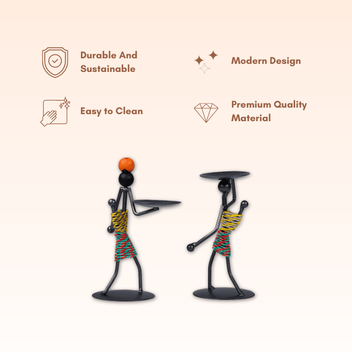 Colorful Tribal Candle Holder Figurines - The Golden Theory